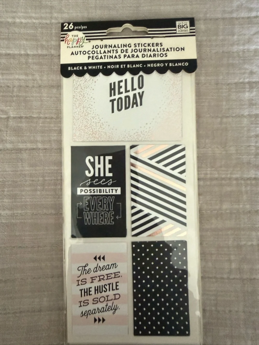 The Happy planner Journaling Planner Sticker Pack - White, Black, Pink, Blue